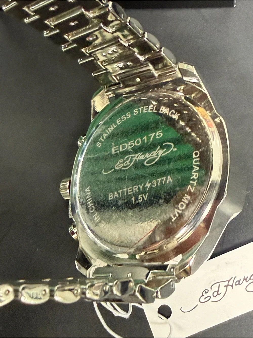 Ed Hardy Silver Watch with Blue Dial in Branded Box